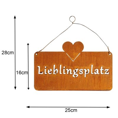 Edelrost Schild "Lieblingsplatz" m. Herz, 10,95