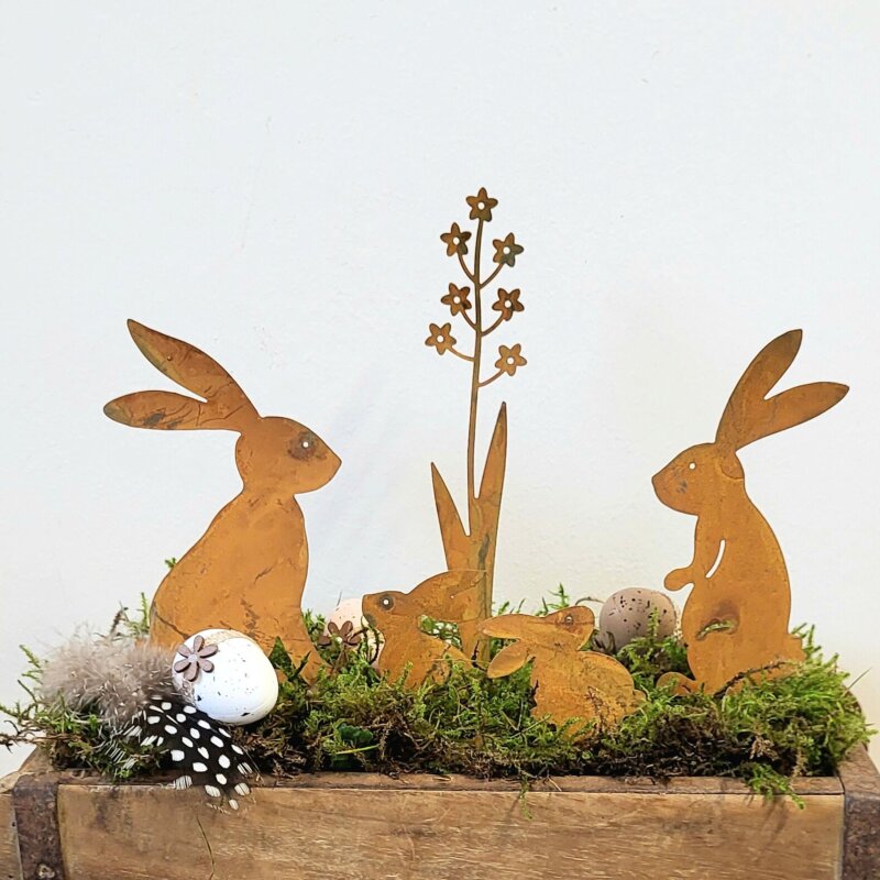 Osterhasen Set, Beetstecker,5 teil Hasenfamilie m. Blume, 7,95 €