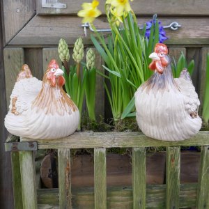 Deko Huhn Keramik braun 2 Hühner