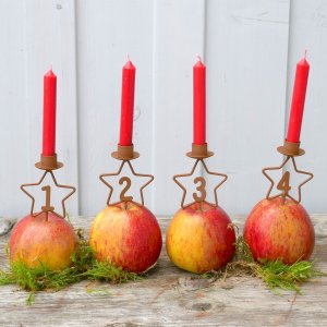 Adventszahlen Kerzenhalter  mit 1-4 Nummern Rost Weihnachtsstern zum Basteln