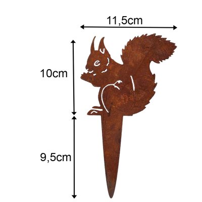 DAWRIS Rostige Eichhörnchen Garten Deko - 2 Stück Metall Gartenstecker 30cm Rustikal