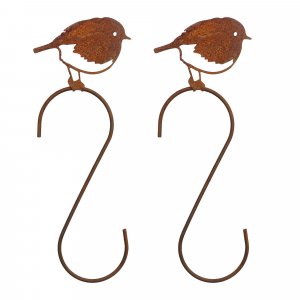 Meisenknödelhalter,Haken mit Spatz 2er Set Edelrost