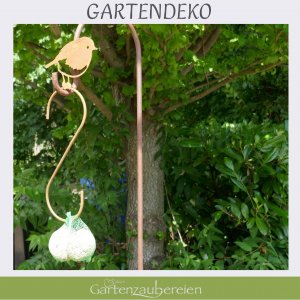 Meisenknödelhalter,Haken mit Spatz 2er Set Edelrost