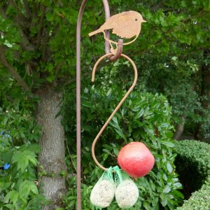 Meisenknödelhalter,Haken mit Spatz 2er Set Edelrost