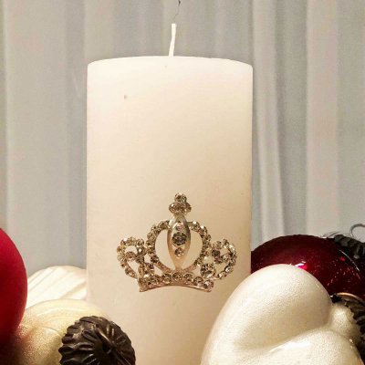 Kerzenpin Krone Tischdeko mit Strass silber 6er Set