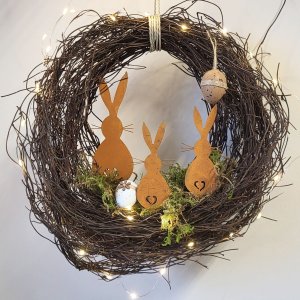 Gartenstecker Osterhasen 3er Set - 1 großer Hase 2...