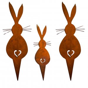 Gartenstecker Osterhasen 3er Set - 2 große Hasen 1...