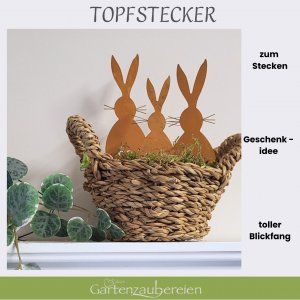 Gartenstecker Osterhasen 3er Set - 2 große Hasen 1 Häschen
