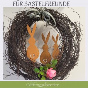 Gartenstecker Osterhasen 3er Set - 2 große Hasen 1 Häschen