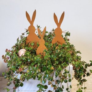 Gartenstecker Osterhasen 3er Set - 2 große Hasen 1 Häschen