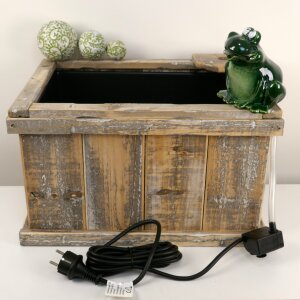 Holzkiste mit Wasserspeier Frosch dunkelgrün mit...