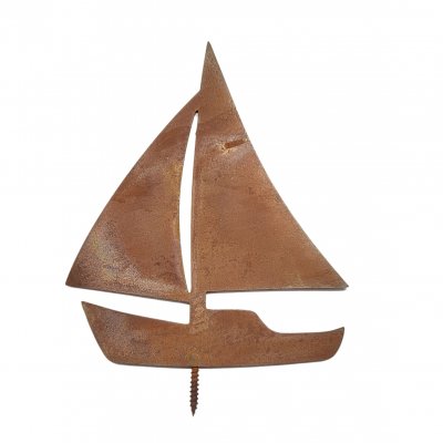 Rost-Deko Gartenstecker „Segelboot“ – 23x23 Cm, Edelrost, Maritime Gartendeko Aus Metall