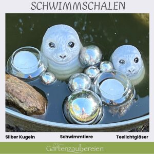 10-teiliges Miniteich Deko-Set Seehunde – Inkl. 2x Keramik-Robben