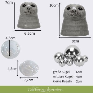 10-teiliges Miniteich Deko-Set Seehunde – Inkl. 2x Keramik-Robben