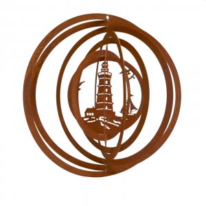 Windspiel Leuchtturm in 3D in Rostoptik zum Hängen