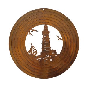 Windspiel Leuchturm in 3D in Rostoptik zum Hängen