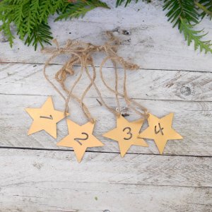 Adventszahlen Stern 1 - 4 in Gold zum Hängen