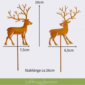 Beetstecker Hirsche stehend am Stab 2 Modelle