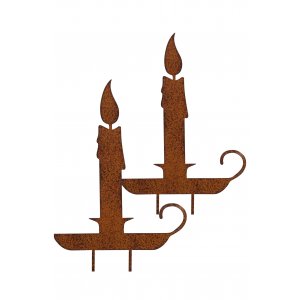 Kerze auf Teller 2er Set Metalldeko lackiert 16cm groß