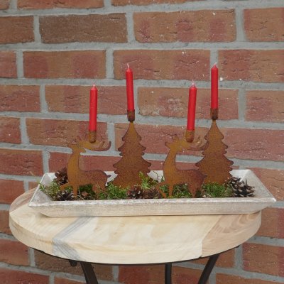 4 Kerzenhalter für Baumkerzen Hirsch -Tanne