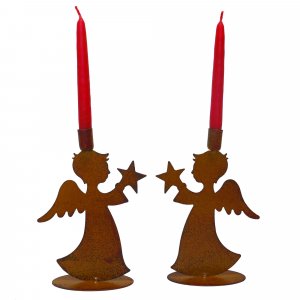 2 Kerzenhalter Engel mit Stern für Baumkerzen