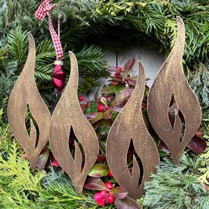 Deko Kerzenflammen in gold 4er Set H:23cm zum Basteln für die Winterdeko