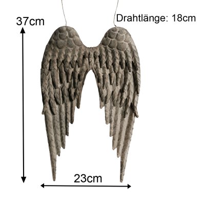 Engelsflügel shabby grau 37cm zum Hängen