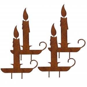 Kerzenflamme 4er Set Metalldeko lackiert 16cm groß