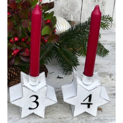 den Kerzenständer weiß mit 1-4, als Adventszahlen Weihnachts-Sterne