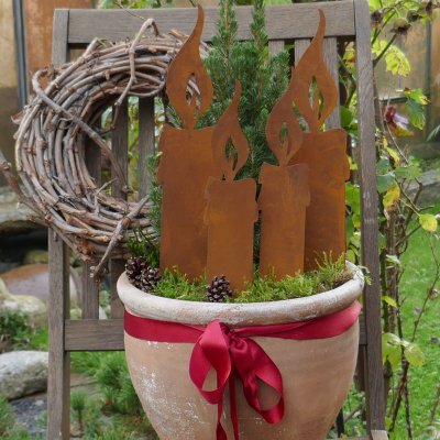 4 Rost Flammen Deko - 18,5cm Edelrost Für Weihnachtsdeko