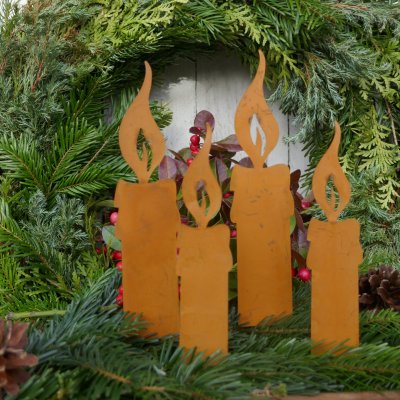 2 Kerzen Zum Stecken – Rostoptik, 31 Cm Hoch, Für Weihnachtsdeko Innen & Außen