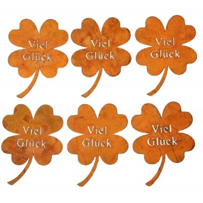 Kleeblatt Viel Glück 6er Set Rost Tischdeko
