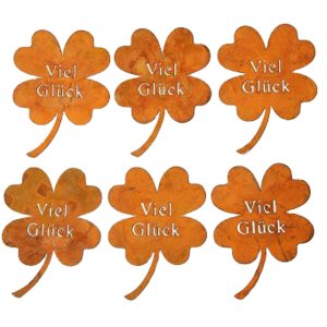 Kleeblatt Viel Glück 6er Set Rost Tischdeko