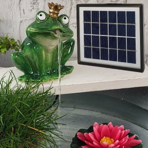 Wasserspeier Froschkönig Solarpumpe grün