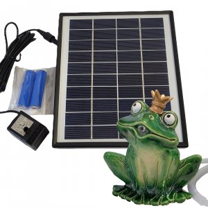 Wasserspeier Froschkönig dunkelgrün, Akku-Solarpumpe
