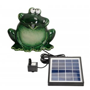 Wasserspeier frecher Frosch dunkelgrün Solarpumpe