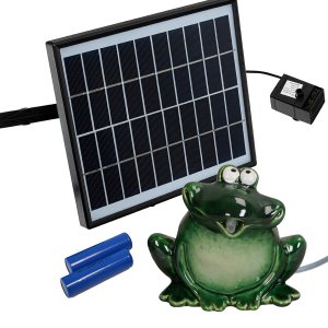Wasserspeier Frosch, Solarpumpe mit Akku