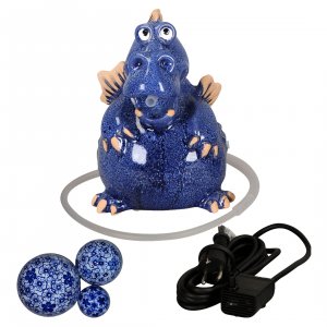 Wasserspeier Drache blau mit blauen Schwimmkugeln + Pumpe