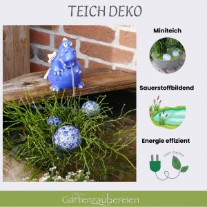 Wasserspeier Drache blau mit blauen Schwimmkugeln + Pumpe