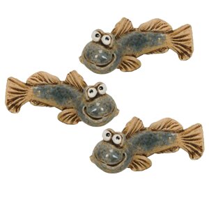 Schlickrutscher Deko-Fische 3er Set aus Keramik