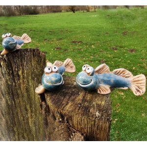 Schlickrutscher Deko-Fische 3er Set aus Keramik