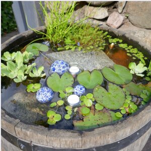 Keramik Schwimmkugeln & Teelichthalter Set Blau (5-tlg.)