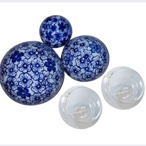 Keramik Schwimmkugeln & Teelichthalter Set Blau (5-tlg.)