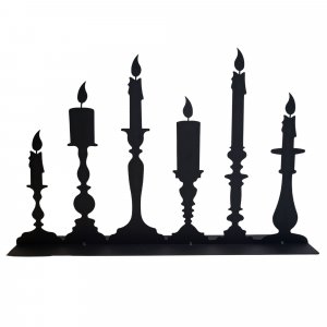 schwarz lackierter 6 Kerzen- Ständer als Metall