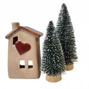 Wichtelhaus mit Herz und 2 Wichteltannen