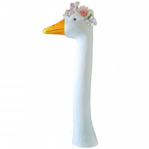 Blumen Gänsehals Deko Gänsekopf mit Blumenkranz 37cm -  Zaundeko