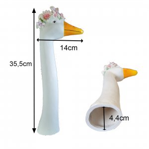 Blumen Gänsehals Deko Gänsekopf mit Blumenkranz 37cm -  Zaundeko