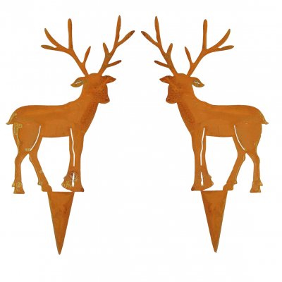 Gartenstecker Hirsch Aus Metall Mit Edelrost – 118 Cm Lange Gartendeko Für Drinnen & Draußen