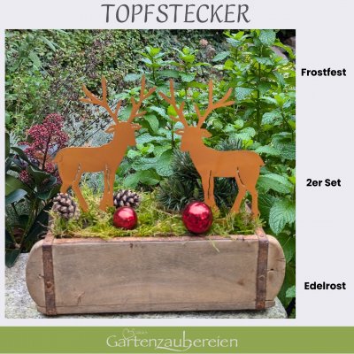 Deko-Stecker 'Hasen' Aus Metall – 2er Set, Rostoptik, Ca. 14-22 Cm Hoch + 7 Cm Stecker