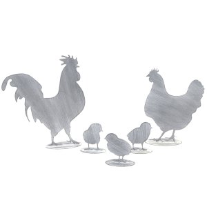 Hühner Familie zum Stellen in shabby grau 5teilig